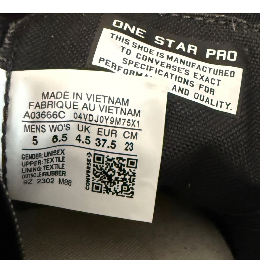 Converse One Star Pro Cowboy Embroidery sneakers black 6.5 W/5 M canvas skate - Picture 10 of 10